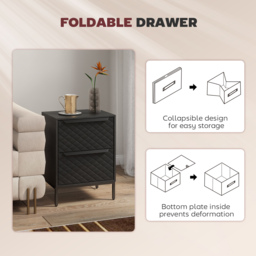 HOMCOM Chest of Drawers, Dresser with 2 Fabric Drawers and Aluminium Handles - Black - thumbnail 6