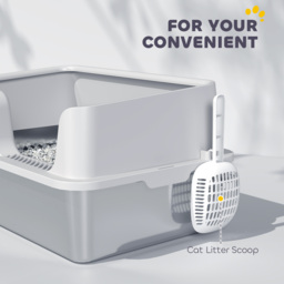 PawHut Stainless Steel Litter Box with Detachable Rim, Easy Clean, Odour-Resistant with Scoop, 60 x 40 x 28 cm - Aosom UK - thumbnail 7