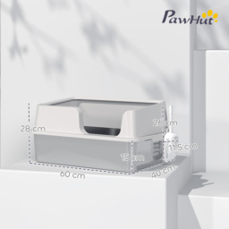 PawHut Stainless Steel Litter Box with Detachable Rim, Easy Clean, Odour-Resistant with Scoop, 60 x 40 x 28 cm - Aosom UK - thumbnail 3