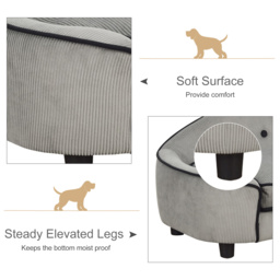 PawHut Pet Sofa Dog Bed Couch Cat Kitten Sponge Removable Cushion Lounge Grey 66.5 x 45 x 35.5 cm - thumbnail 5