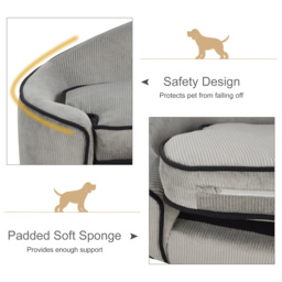 PawHut Pet Sofa Dog Bed Couch Cat Kitten Sponge Removable Cushion Lounge Grey 66.5 x 45 x 35.5 cm - thumbnail 4