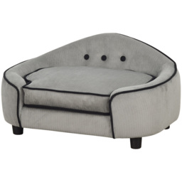 PawHut Pet Sofa Dog Bed Couch Cat Kitten Sponge Removable Cushion Lounge Grey 66.5 x 45 x 35.5 cm - thumbnail 1