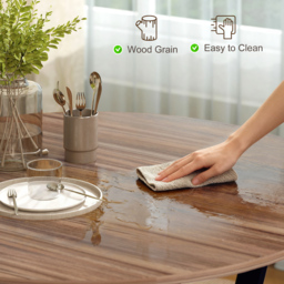 HOMCOM Dining Table, Round Kitchen Table with Black Legs, Anti-slip Foot Pads for Living Room, Dining Room 90 x 76 cm, Brown - Aosom UK - thumbnail 8