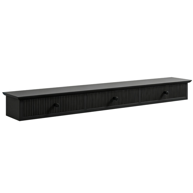 HOMCOM Shelf Wall-Mounted Storage Shelf Shelving Unit MDF 93 x 15 x 10 cm Entryway Kitchen Living Room, Black - image 1