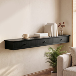 HOMCOM Shelf Wall-Mounted Storage Shelf Shelving Unit MDF 93 x 15 x 10 cm Entryway Kitchen Living Room, Black - thumbnail 8