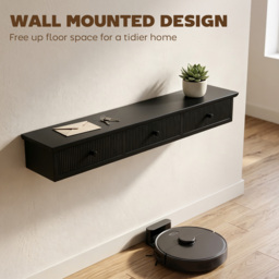 HOMCOM Shelf Wall-Mounted Storage Shelf Shelving Unit MDF 93 x 15 x 10 cm Entryway Kitchen Living Room, Black - thumbnail 4