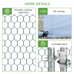 PawHut Walk-In Chicken Coop Run Cage, Large Galvanized Chicken House, Hen Poultry House Pet Playpen w/ Water-Resist Cover, 3 x 4 x 2m - Aosom UK - thumbnail 7