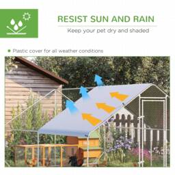 PawHut Walk-In Chicken Coop Run Cage, Large Galvanized Chicken House, Hen Poultry House Pet Playpen w/ Water-Resist Cover, 3 x 4 x 2m - Aosom UK - thumbnail 4