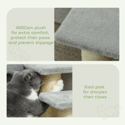 PawHut Pet Stairs 3-step Pet Ladder Cat dog Stairs Climb Ladder Cat Tree, Grey - thumbnail 6