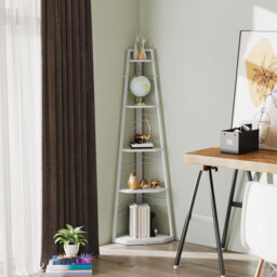 HOMCOM 5-Tier Corner Shelf - White - thumbnail 2