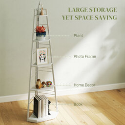 HOMCOM 5-Tier Corner Shelf - White - thumbnail 4