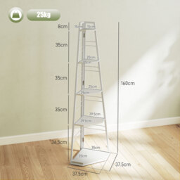 HOMCOM 5-Tier Corner Shelf - White - thumbnail 3