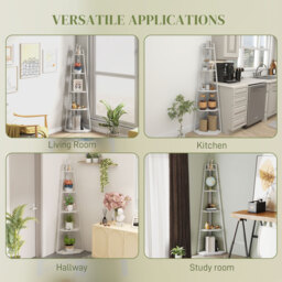 HOMCOM 5-Tier Corner Shelf - White - thumbnail 6