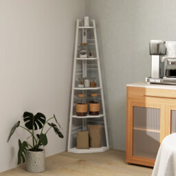 HOMCOM 5-Tier Corner Shelf - White - thumbnail 9