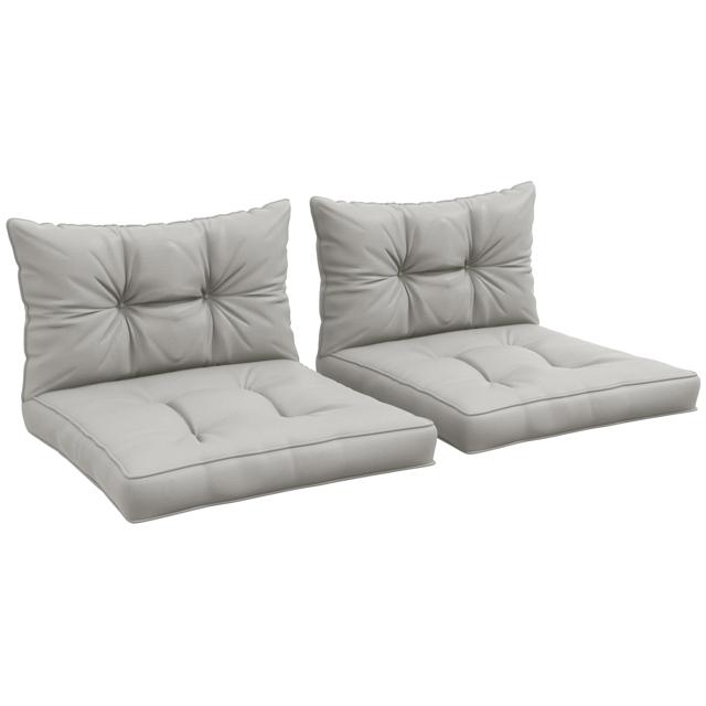 Outsunny 4-Piece Patio Chair Cushions Set, Seat and Back Pillows Replacement for Indoor Outdoor, Light Grey - image 1