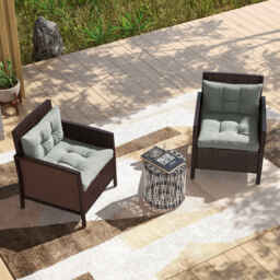 Outsunny 4-Piece Patio Chair Cushions Set, Seat and Back Pillows Replacement for Indoor Outdoor, Light Grey - thumbnail 6