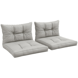 Outsunny 4-Piece Patio Chair Cushions Set, Seat and Back Pillows Replacement for Indoor Outdoor, Light Grey
