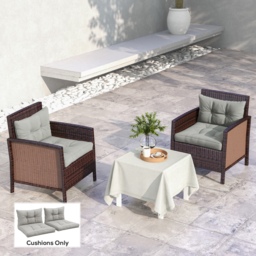 Outsunny 4-Piece Patio Chair Cushions Set, Seat and Back Pillows Replacement for Indoor Outdoor, Light Grey - thumbnail 2
