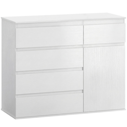 HOMCOM Modern Sideboard, Sideboard Storage Cabinet with 5 Drawers, Adjustable Shelf, Soft-Close Door, White - thumbnail 1