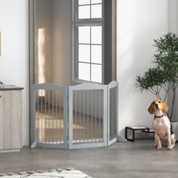 PawHut Foldable Dog Gate, Freestanding Pet Gate, with Two Support Feet, for Staircases, Hallways, Doorways - Grey - Aosom UK - thumbnail 7