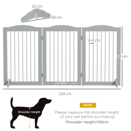 PawHut Foldable Dog Gate, Freestanding Pet Gate, with Two Support Feet, for Staircases, Hallways, Doorways - Grey - Aosom UK - thumbnail 3