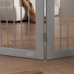PawHut Foldable Dog Gate, Freestanding Pet Gate, with Two Support Feet, for Staircases, Hallways, Doorways - Grey - Aosom UK - thumbnail 8