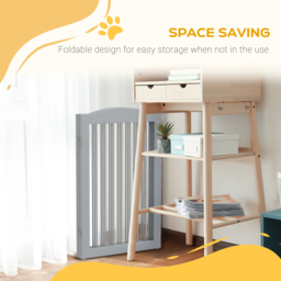 PawHut Foldable Dog Gate, Freestanding Pet Gate, with Two Support Feet, for Staircases, Hallways, Doorways - Grey - Aosom UK - thumbnail 5