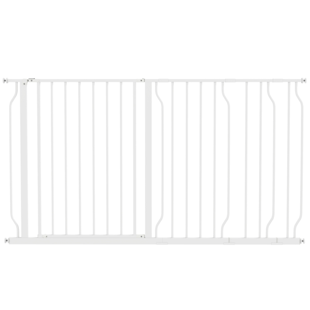 PawHut Dog Gate for Stairs Dog Gate Pet Gate with Openable Metal Frame, for Doorways, Corridors, Staircases, 75-145cm, White - Aosom UK - image 1