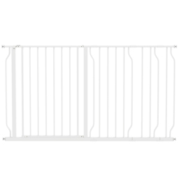 PawHut Dog Gate for Stairs Dog Gate Pet Gate with Openable Metal Frame, for Doorways, Corridors, Staircases, 75-145cm, White - Aosom UK - thumbnail 1