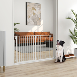 PawHut Dog Gate for Stairs Dog Gate Pet Gate with Openable Metal Frame, for Doorways, Corridors, Staircases, 75-145cm, White - Aosom UK - thumbnail 2