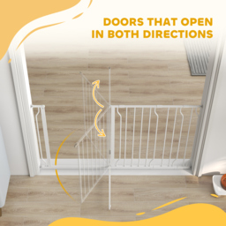 PawHut Dog Gate for Stairs Dog Gate Pet Gate with Openable Metal Frame, for Doorways, Corridors, Staircases, 75-145cm, White - Aosom UK - thumbnail 8