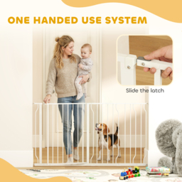 PawHut Dog Gate for Stairs Dog Gate Pet Gate with Openable Metal Frame, for Doorways, Corridors, Staircases, 75-145cm, White - Aosom UK - thumbnail 5
