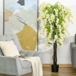 HOMCOM Artificial Realistic White Wisteria Tree Faux Decorative Plant in Nursery Pot for Indoor Outdoor Décor, 160cm - Aosom UK - thumbnail 6