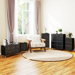 HOMCOM Chest of Drawers, Fabric Dresser with 3 Drawers and Steel Frame, Storage Organizer Unit for Bedroom, Living Room, Hallway, Black - Aosom UK - thumbnail 9
