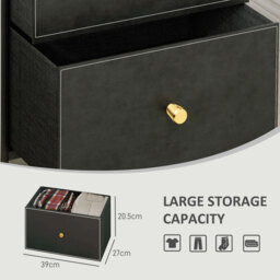 HOMCOM Chest of Drawers, Fabric Dresser with 3 Drawers and Steel Frame, Storage Organizer Unit for Bedroom, Living Room, Hallway, Black - Aosom UK - thumbnail 4