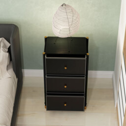 HOMCOM Chest of Drawers, Fabric Dresser with 3 Drawers and Steel Frame, Storage Organizer Unit for Bedroom, Living Room, Hallway, Black - Aosom UK - thumbnail 7