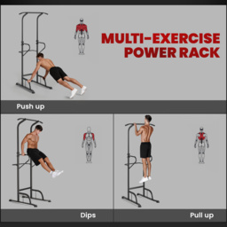 HOMCOM Pull Up Bar Multi-Function Height Adjustable Power Tower Dip Station Equipment - thumbnail 4