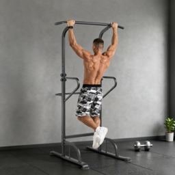 HOMCOM Pull Up Bar Multi-Function Height Adjustable Power Tower Dip Station Equipment - thumbnail 2