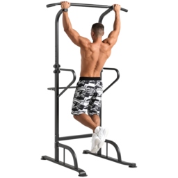 HOMCOM Pull Up Bar Multi-Function Height Adjustable Power Tower Dip Station Equipment