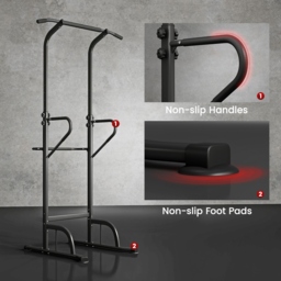 HOMCOM Pull Up Bar Multi-Function Height Adjustable Power Tower Dip Station Equipment - thumbnail 7