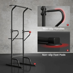 HOMCOM Pull Up Bar Multi-Function Height Adjustable Power Tower Dip Station Equipment - thumbnail 7