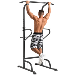 HOMCOM Pull Up Bar Multi-Function Height Adjustable Power Tower Dip Station Equipment