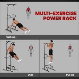 HOMCOM Pull Up Bar Multi-Function Height Adjustable Power Tower Dip Station Equipment - thumbnail 4