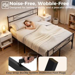 HOMCOM 4ft6 Double Bed Frame with Headboard and Footboard, Metal Platform Bed Frame with 32 cm Underbed Storage, Black - thumbnail 4