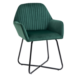 HOMCOM Modern Arm Chair Upholstered Accent Chair with Metal Base for Living Room Green - Aosom UK