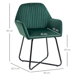 HOMCOM Modern Arm Chair Upholstered Accent Chair with Metal Base for Living Room Green - Aosom UK - thumbnail 3