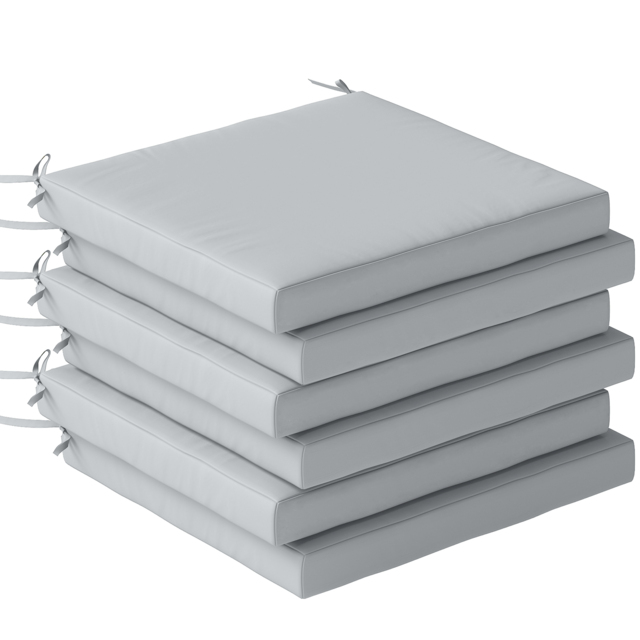 Outsunny Set of 6 Outdoor Seat Cushions with Machine Washable Cover, Water Repellent Seat Cushions Light Grey - image 1