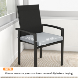 Outsunny Set of 6 Outdoor Seat Cushions with Machine Washable Cover, Water Repellent Seat Cushions Light Grey - thumbnail 3