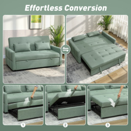 HOMCOM Three-Way Two-Seater Sofa Bed - Green - thumbnail 5