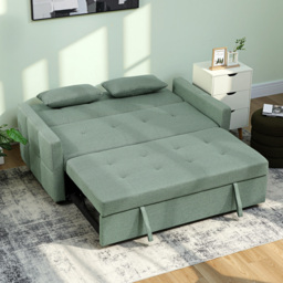 HOMCOM Three-Way Two-Seater Sofa Bed - Green - thumbnail 2